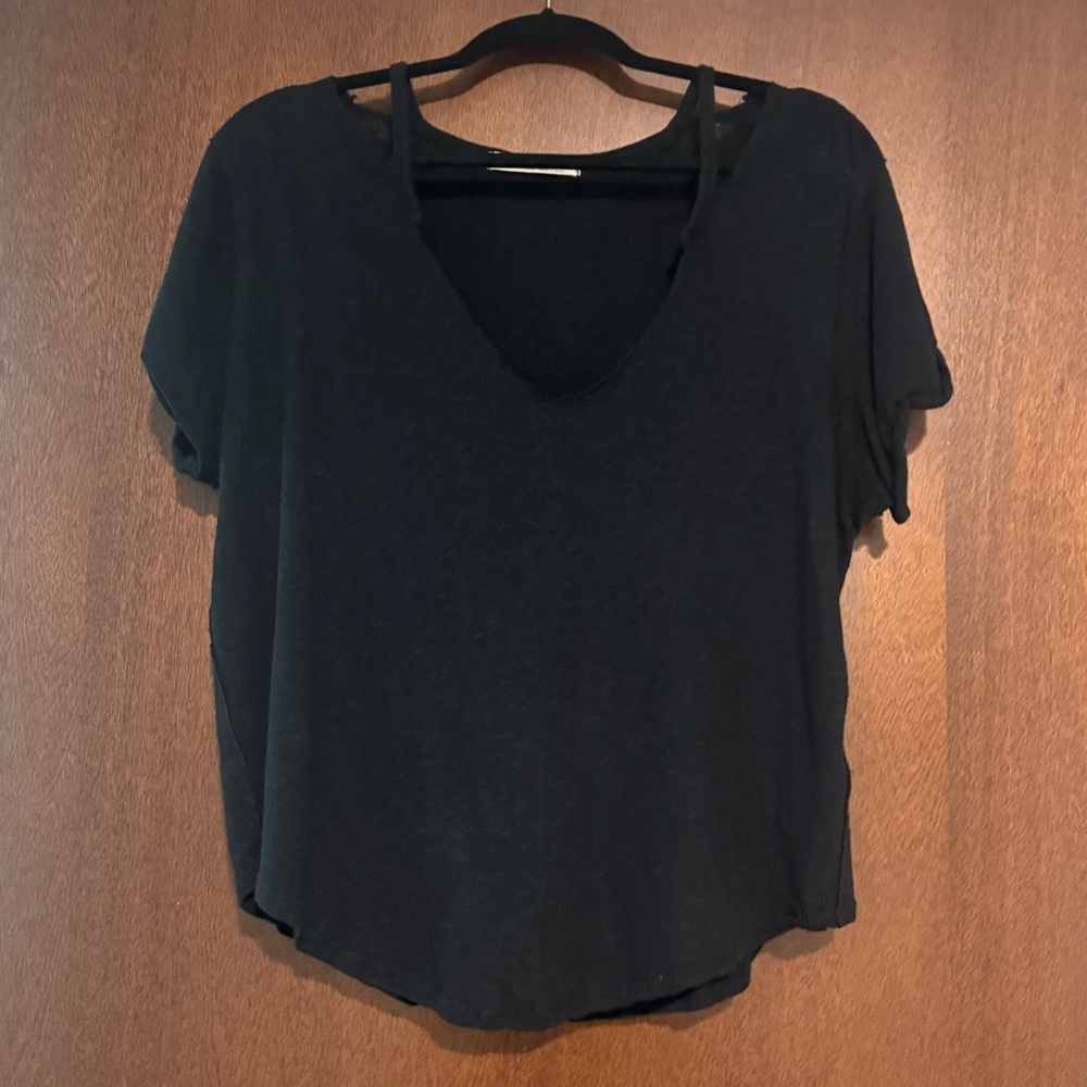We The Free Black Crop Relaxed Short Sleeve Tee